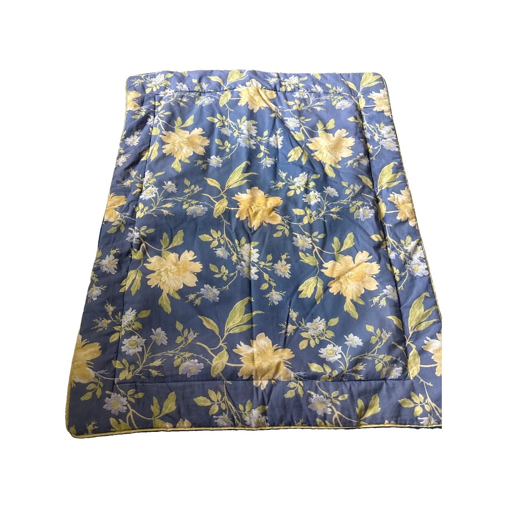 Laura Ashley Pillow Sham  Emilie Rose Floral 30.5x25" Blue Yellow Flowers Vtg